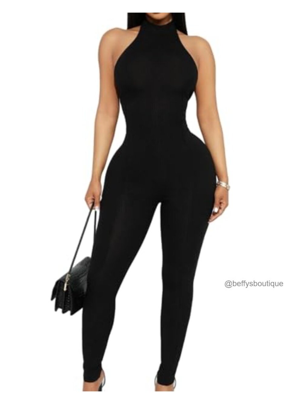 Sleeveless Halter Jumpsuit For Women - Club Outfits, Fall Outfits